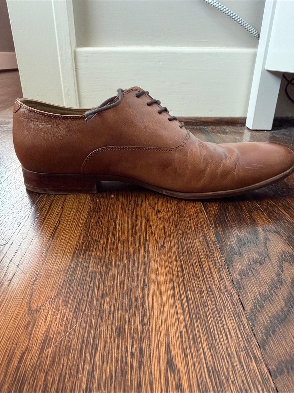 Aldo Men's Cognac Brown Leather Oxfords - Picture 11 of 12